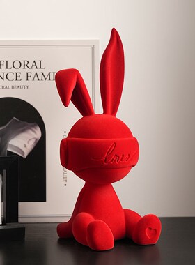 客厅入户玄关电视柜酒柜装饰品创意兔子坐姿O摆件高档乔迁新居礼