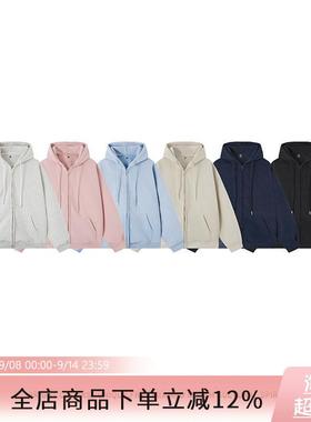 浅蓝色TSP重衫卫开衣女秋季韩系慵懒磅风宽松休情侣拉链连帽衫闲