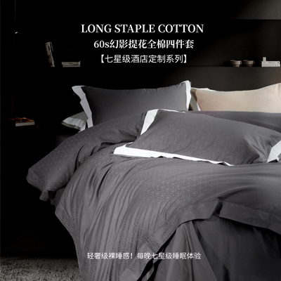 施丹德60s幻影提花全棉四件套奢华酒店风提花暗纹拼接床品