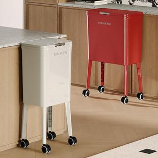 垃圾桶厨房缝隙支脚带轮收纳桶干湿分离按压弹盖分类清洁卫生桶