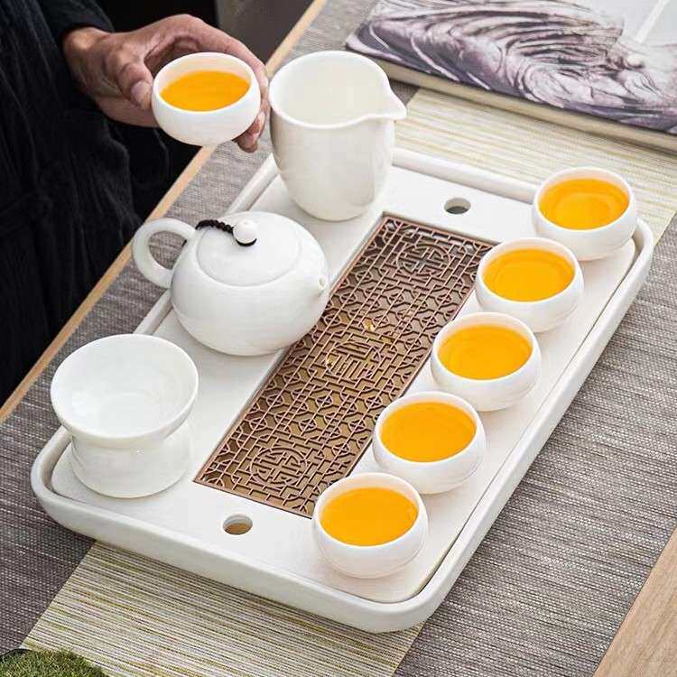 储水茶盘陶瓷家用简约干泡台办公室便捷移动小茶台托盘高档干泡盘