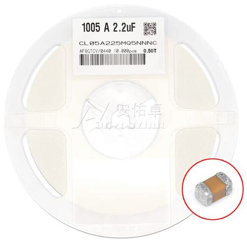 0402贴片电容 225M 6.3V 2.2uF 20% CL05A225MQ5NNNC 材质X5R