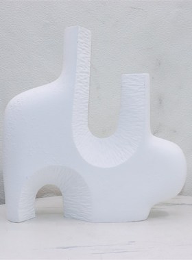 现代北欧几何肌理纹花瓶花器干花花瓶餐桌家N居花瓶摆件树脂装饰