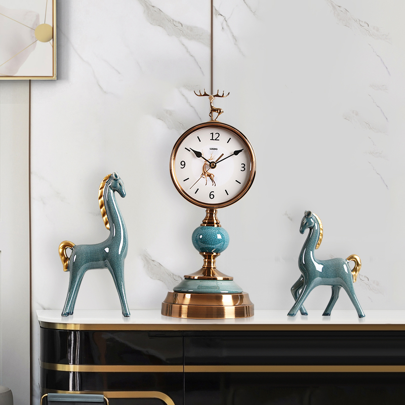 时钟表座钟欧式客厅家用s台式创意时尚北欧现代简约电视柜摆件台