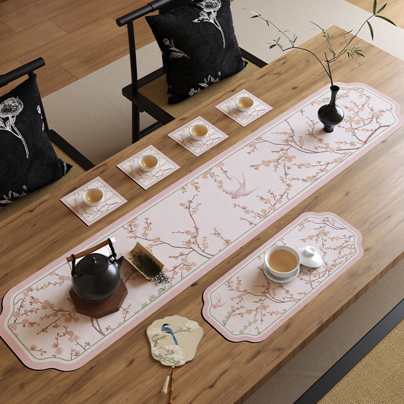 高端禅意茶席茶桌氛围布置吸水防滑桌垫小K尺寸家用桌旗桌布可定