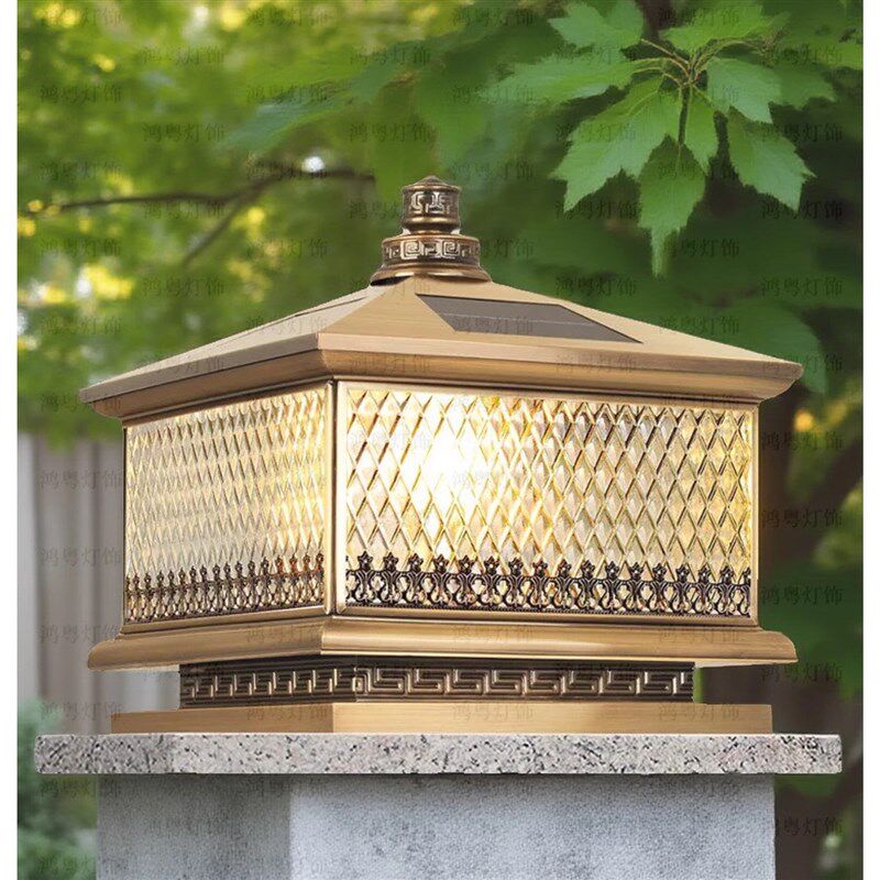 国标H6b5黄铜太阳能柱头灯门柱柱头太阳能灯柱子灯接电柱头灯中式