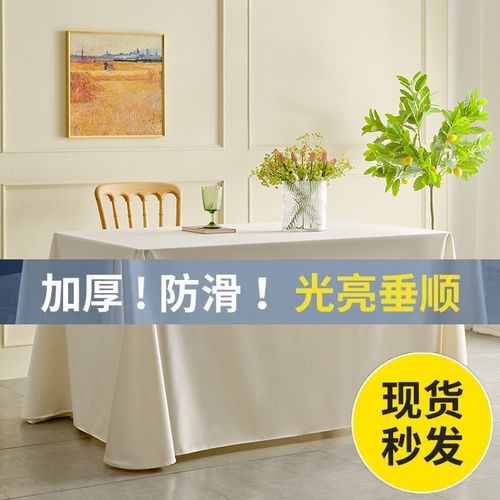 长方形酒店轻奢会议桌布t小清新加厚白色高档高级感长条桌台布