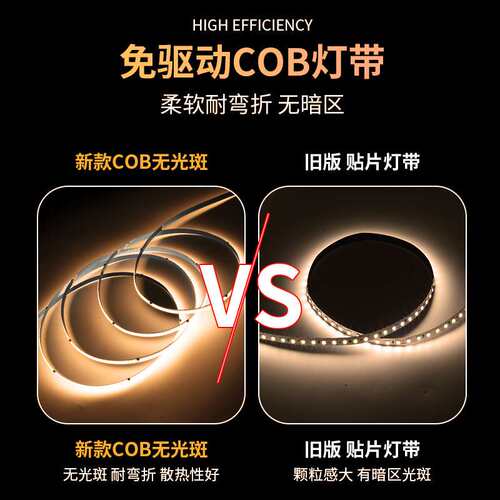 超薄裸板自粘cob灯带220v免驱动线性灯高压8mm贴片铝槽线形软灯条