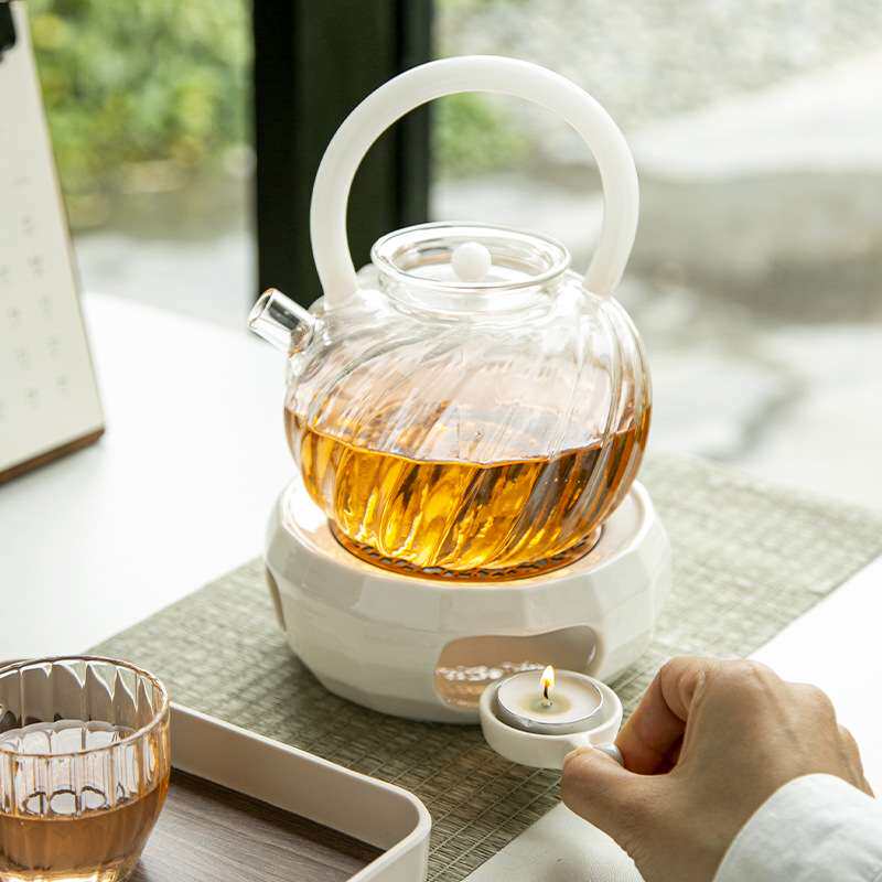 网红轻奢下午茶茶具暖茶炉养生耐热煮茶玻璃壶花茶壶套装蜡烛茶炉