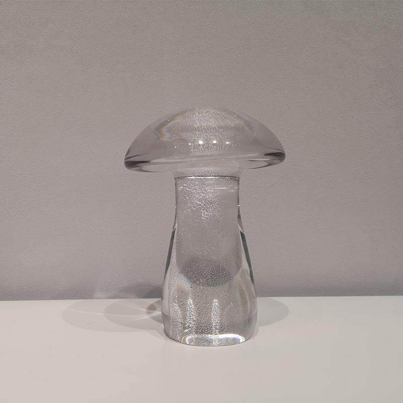 现代轻奢透明水晶手工玻璃蘑菇桌面儿童房间样板间装琉璃饰品摆件