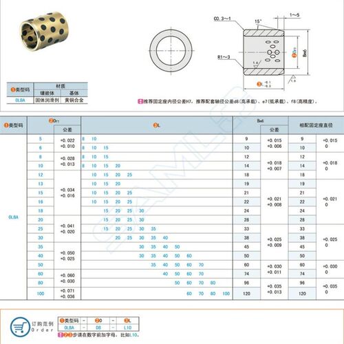 OLBA-D100-L60-L70-L80-L100无油衬套铜合金轴套 内径100外径120