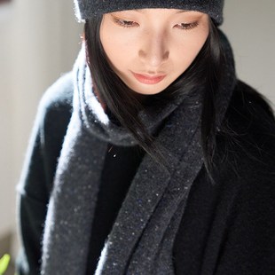 羊绒围巾女100%纯山羊绒秋冬新款点子纱时尚保暖披肩平面针织围巾