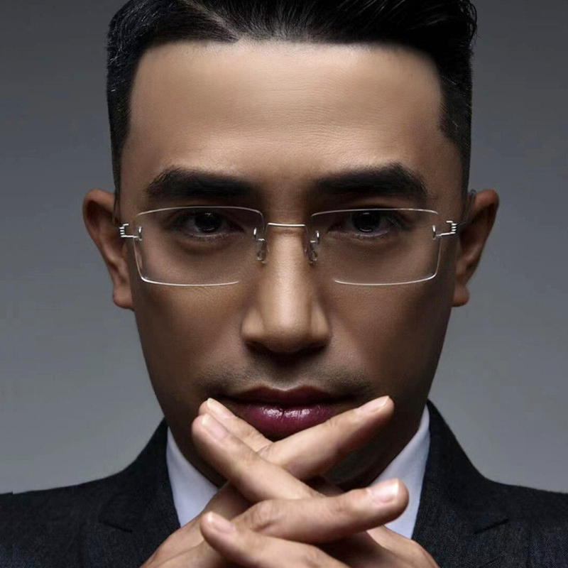 十月眼镜近视无框商务简约舒适方框眼镜手工个性眼镜男女款