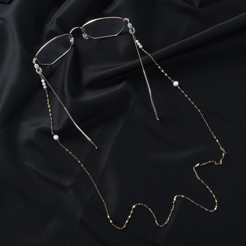 淡水珍珠不锈钢口罩链条老花镜眼镜链女挂脖挂绳防滑防丢耳机链子