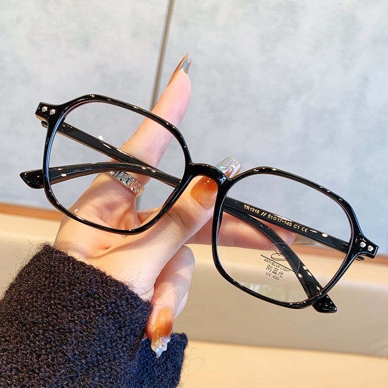 黑框眼镜新款多边形近视女度数可配大框显脸小素颜神器豆花眼镜框