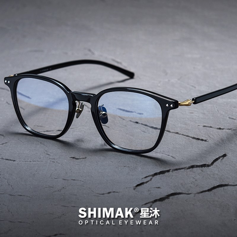超轻复古手工板材眼镜框男款近视方形黑色素颜大脸舒适文艺防蓝光