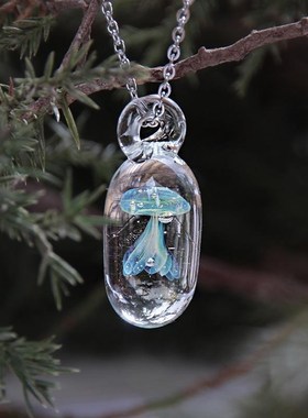琉璃水母项链女925银手工玻璃饰品水晶吊坠生日礼物轻奢小众