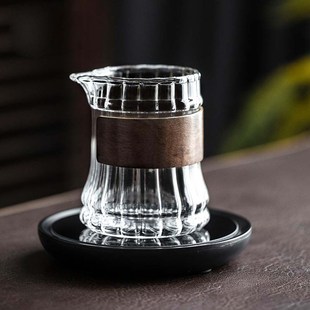 竹筒公道杯耐热玻璃加厚分茶器家用透明茶海匀杯倒茶器公杯