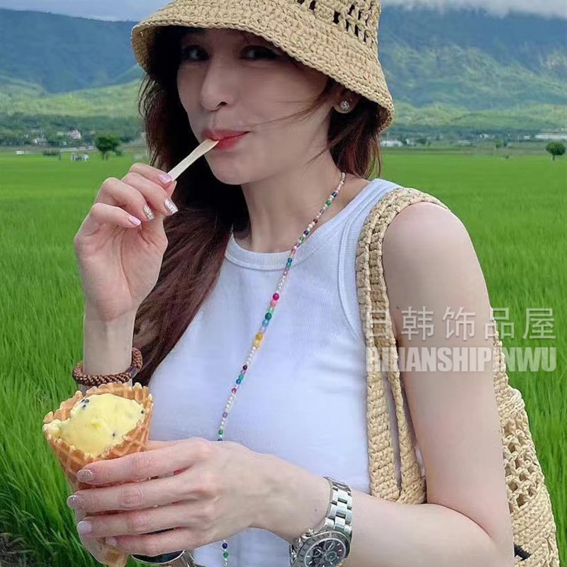 眼镜链彩色串珠墨镜链子链条口罩链挂绳夏日多巴胺饰品女挂脖时尚