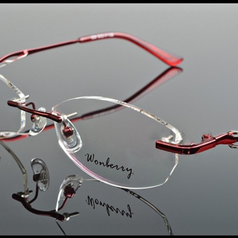 新款女式无框纯钛眼镜框架 优雅眼镜架小脸配镜近视框配镜