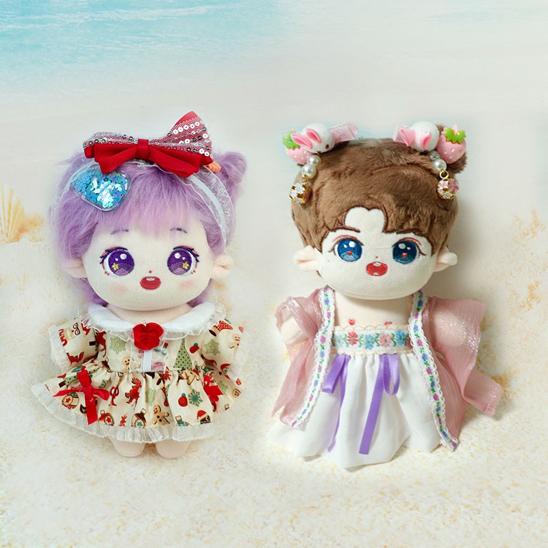 20cm棉花娃娃衣古装中国风汉服裙套装玩偶替换手作背带裤衬衫