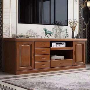 实木电视柜客厅房间卧室家用小户型1.6米老式 收纳地柜矮柜 加高款