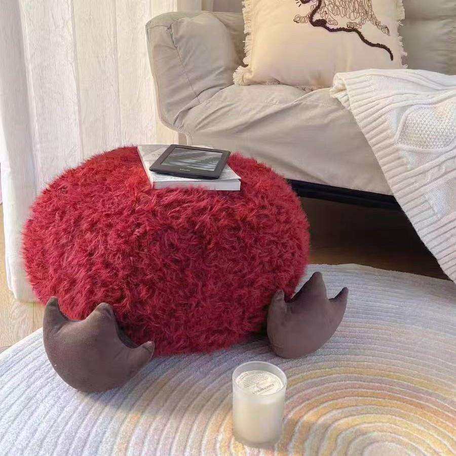 坐墩红色羚羊绒客厅懒人沙发蒲团墩子沙发脚凳飘窗矮墩坐垫可拆洗