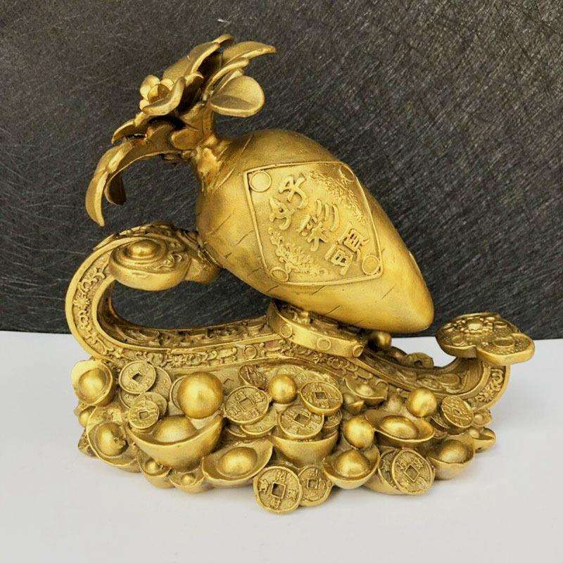 铜好彩头摆件铜如意大萝卜金钱元宝铜器铜雕工艺品