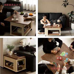 实木小推车可折叠可移动小户型边几中古风阳台多功能茶桌储物角几