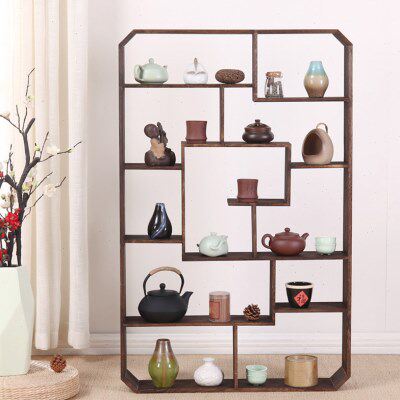 置物架茶室架古董异形摆收藏实木多宝阁紫砂壶茶具家用烧桐收纳架