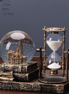 水晶球沙漏摆件家居创意房t间饰品电视柜酒柜桌面装饰客厅自动飘