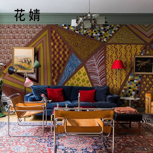 现代艺术抽象g电视背景墙壁纸无纺布定制酒店卧室墙布轻奢无缝壁