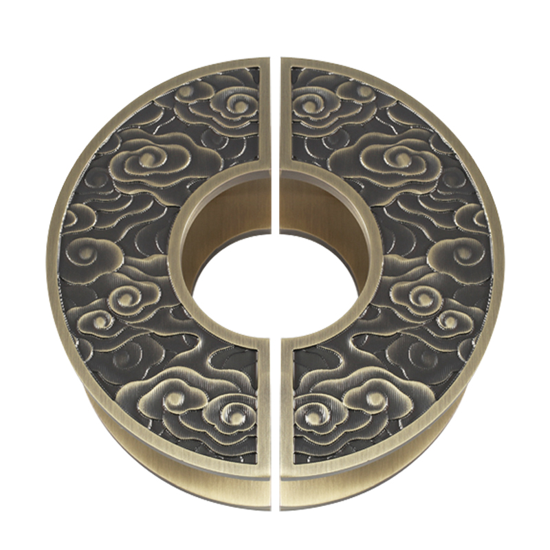 新中式半圆大门拉手双开玻璃x门拉手仿古铜木门柜门圆形门把手定