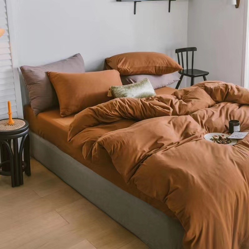 纯色素色四件套 双拼w混搭四套件 床上用品三件套