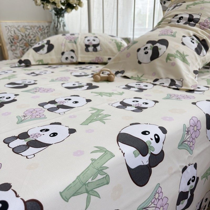 卡通竹纤维凉席床单款三件套夏季可水F洗家用可水洗竹席空调夏凉