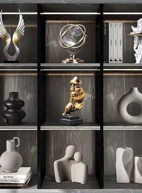 新中式客b厅酒柜轻奢高档摆件家居电视柜博古架办公室茶室装饰摆