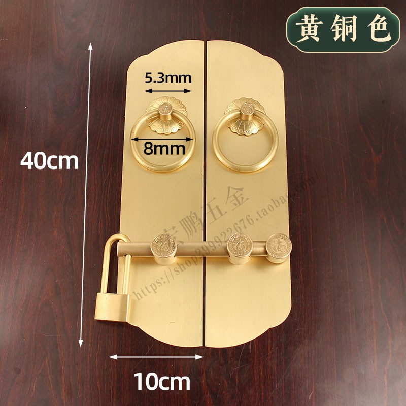 新中式简约大门加厚纯铜t拉手门环门栓老式复古木门把手插销门锁