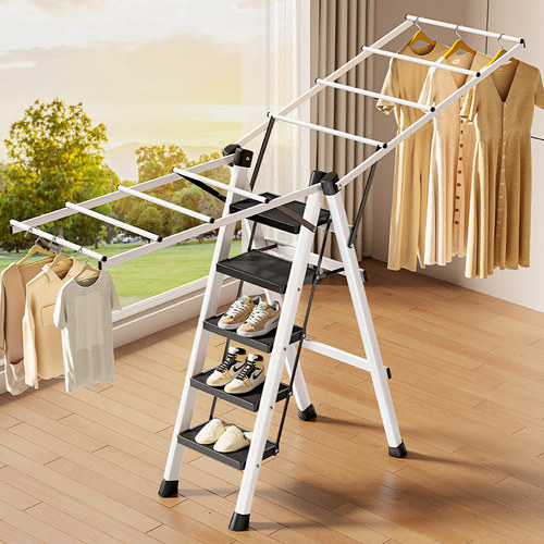多功能梯子晾衣架落地阳台晒衣y架子室内家用折叠人字梯晒被子神