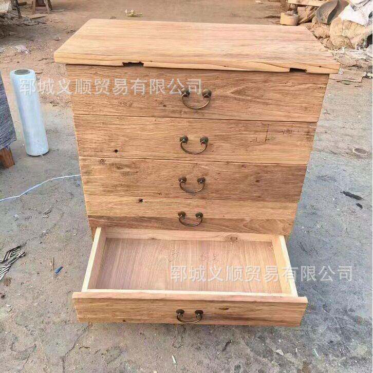 复古老榆木多层五斗柜推拉抽屉实木收纳柜玄关落地榆木靠墙储物柜