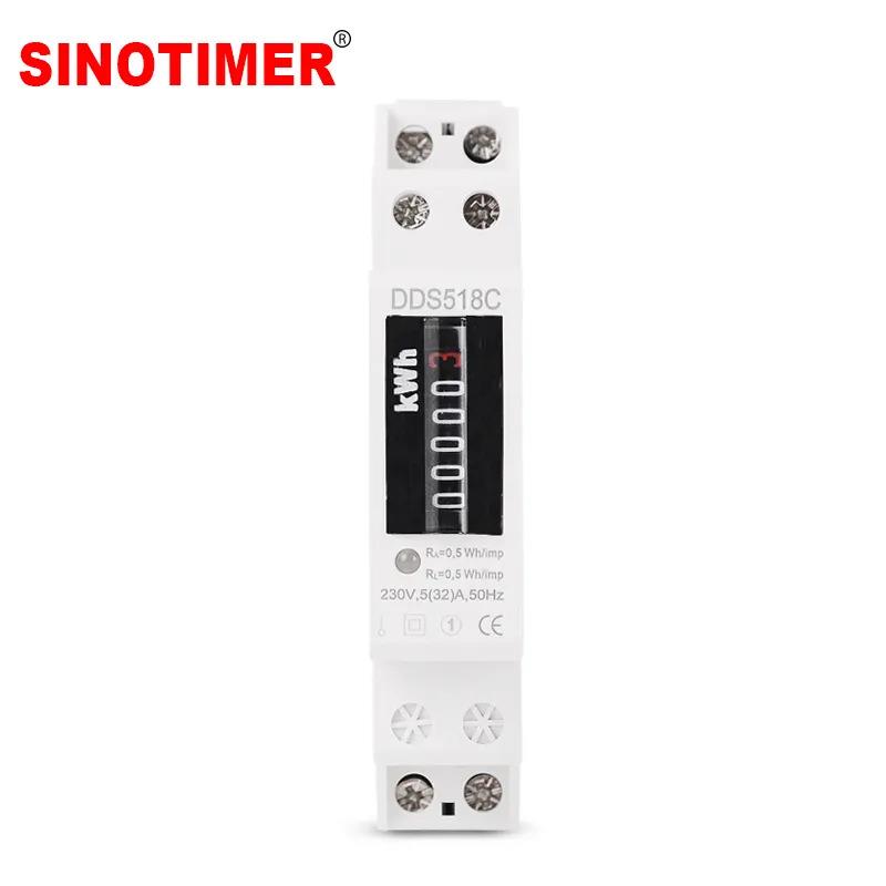 DDS518C 厂家直销1P18MM机械电度表220V导轨电能表 CE认证