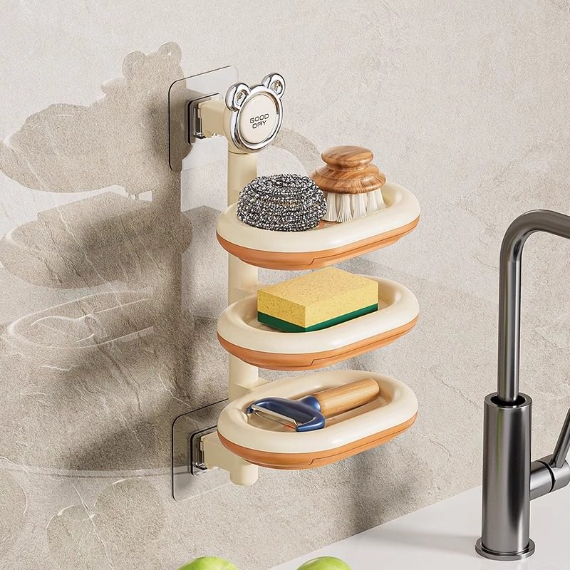 免打孔壁挂肥皂盒多层旋转香皂盒浴室置物架卫生间收纳肥皂沥水盒