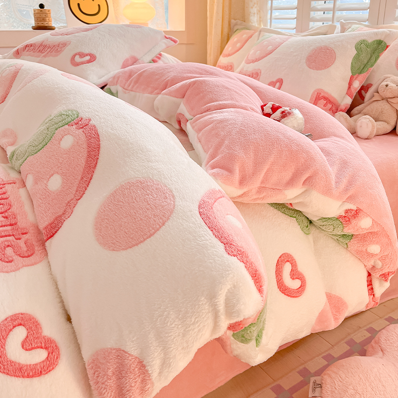 加厚牛奶绒被套单件珊瑚绒被罩冬C季法兰绒单人宿舍被单独褥子毛