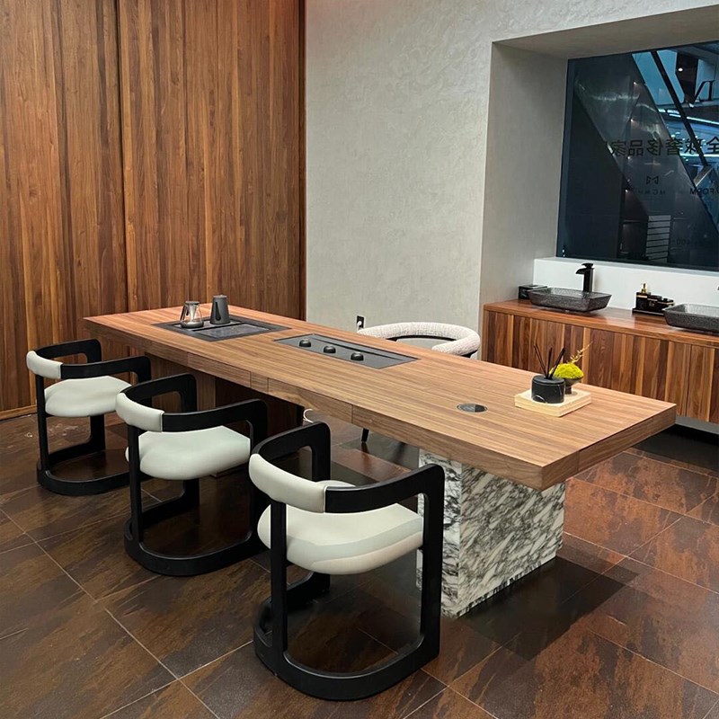 新中式胡桃木茶桌j2025新款高端实木茶台现代轻奢办公室接待泡茶