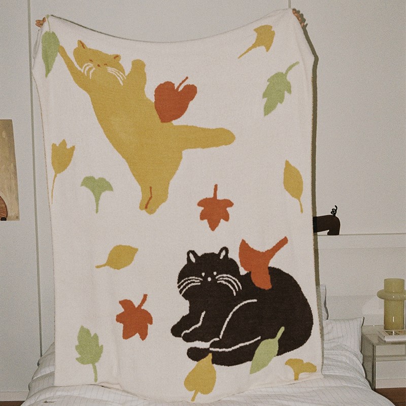 花时间生活原创简约现代茶杯半边绒毛毯J办公室午睡柔软四季毯子