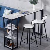 北欧墙长条吧台桌柜铁艺隔断小椅高脚桌现代简约客厅家用靠大理石