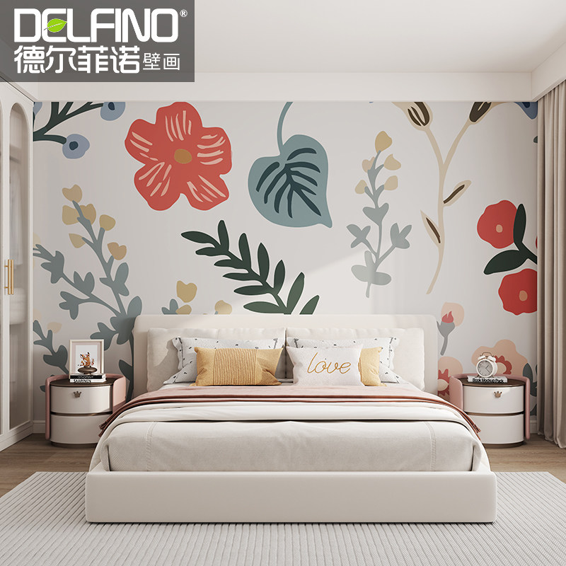 环保无缝墙e布现代简约卧室客厅电视沙发背景墙法式小清新定制壁