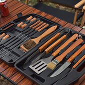 LTHW旅腾户外烧烤19件套装 备烤夹烤叉烤针烤刷露营野餐防滑玉米叉