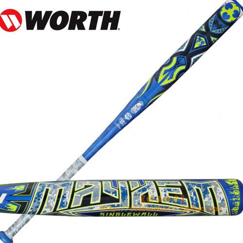 【精品棒球】美国Worth Mayhem初阶软硬式用合金垒球棒-实惠入门