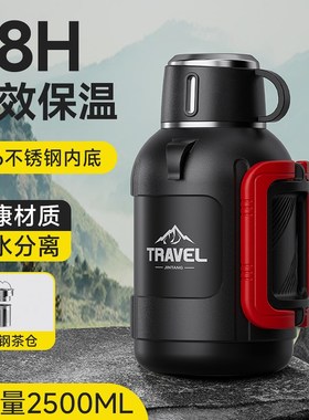 新款矮胖3e16不锈钢保温大容量水壶户外车载保冷杯大号便携热水瓶