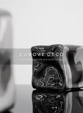 现代简约电镀银j色抽象陶瓷冰块摆件 样板房室内软装立方体装饰品